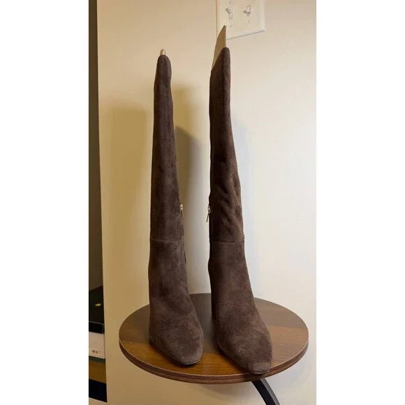 Marc Fisher LTD Yarli Boots 9M Dark Brown Leather Knee‑High Pull‑On NIB msrp$299